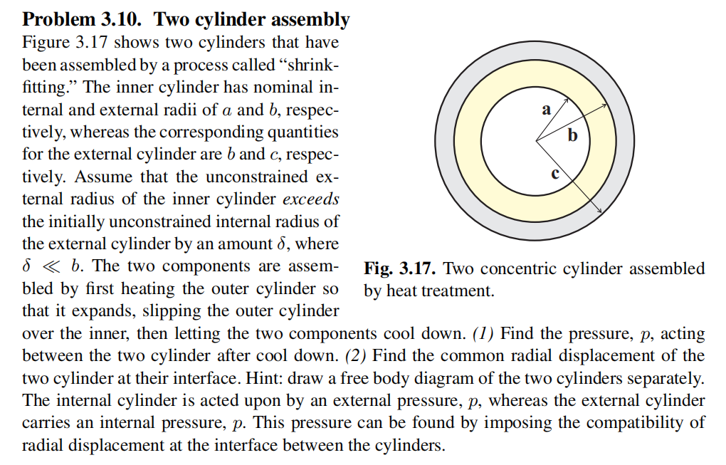 Solved לל A Problem 3.10. Two Cylinder Assembly Figure 3.17 | Chegg.com