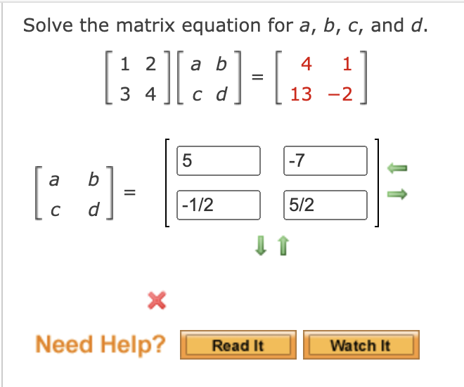 Solved Solve The Matrix Equation For A,b,c, And D | Chegg.com