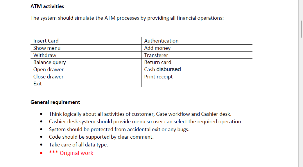 ATM System Use python to simulate ATM machine System, | Chegg.com