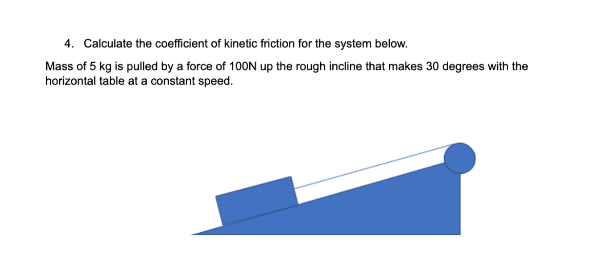 Solved 4. Calculate the coefficient of kinetic friction for | Chegg.com