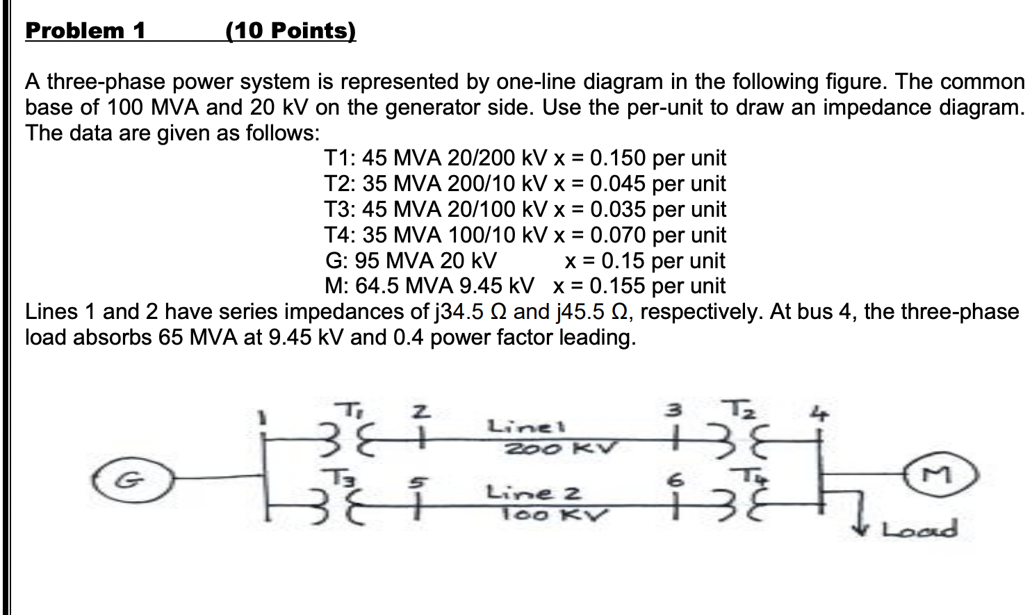 Solved Problem 1 (10 Points) A three-phase power system is | Chegg.com