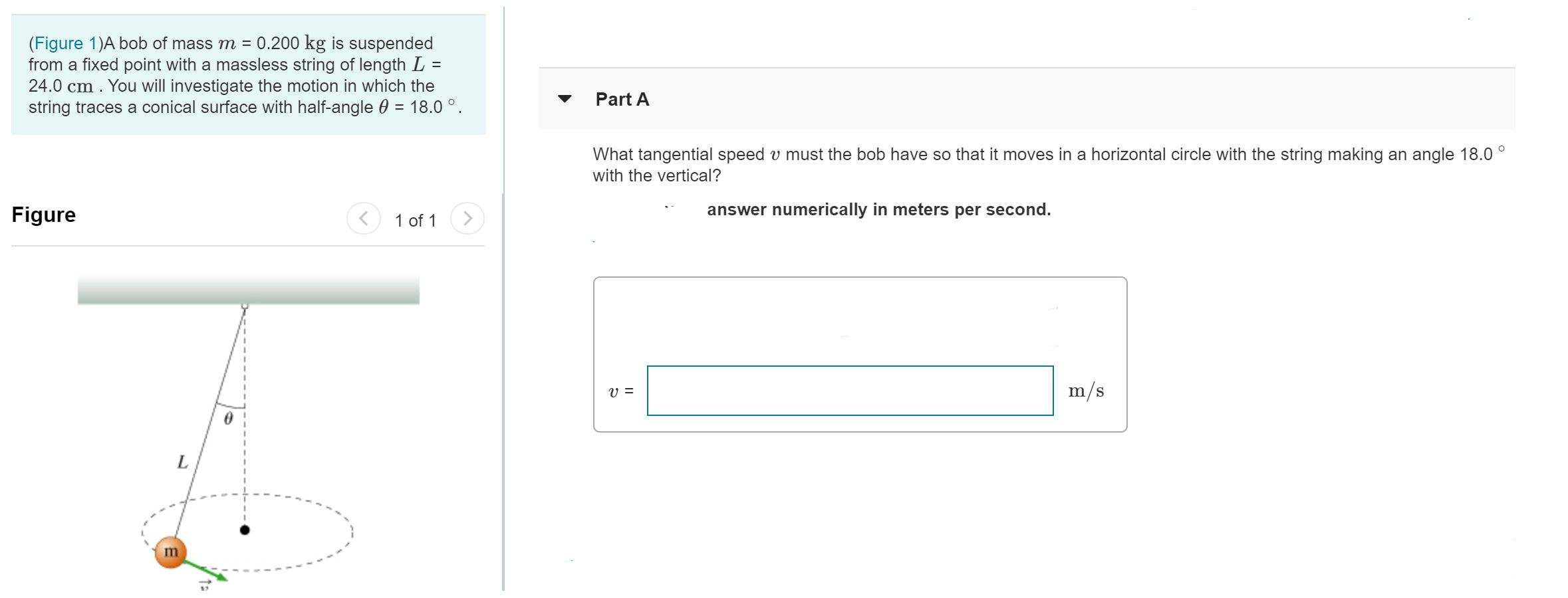 Solved (Figure 1)A bob of mass m = 0.200 kg is suspended | Chegg.com