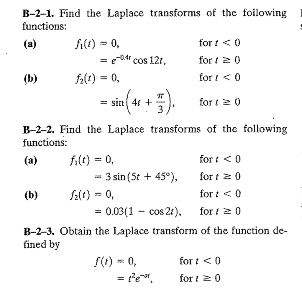 Solved B 2 1 Find The Laplace Transforms Of The Following L