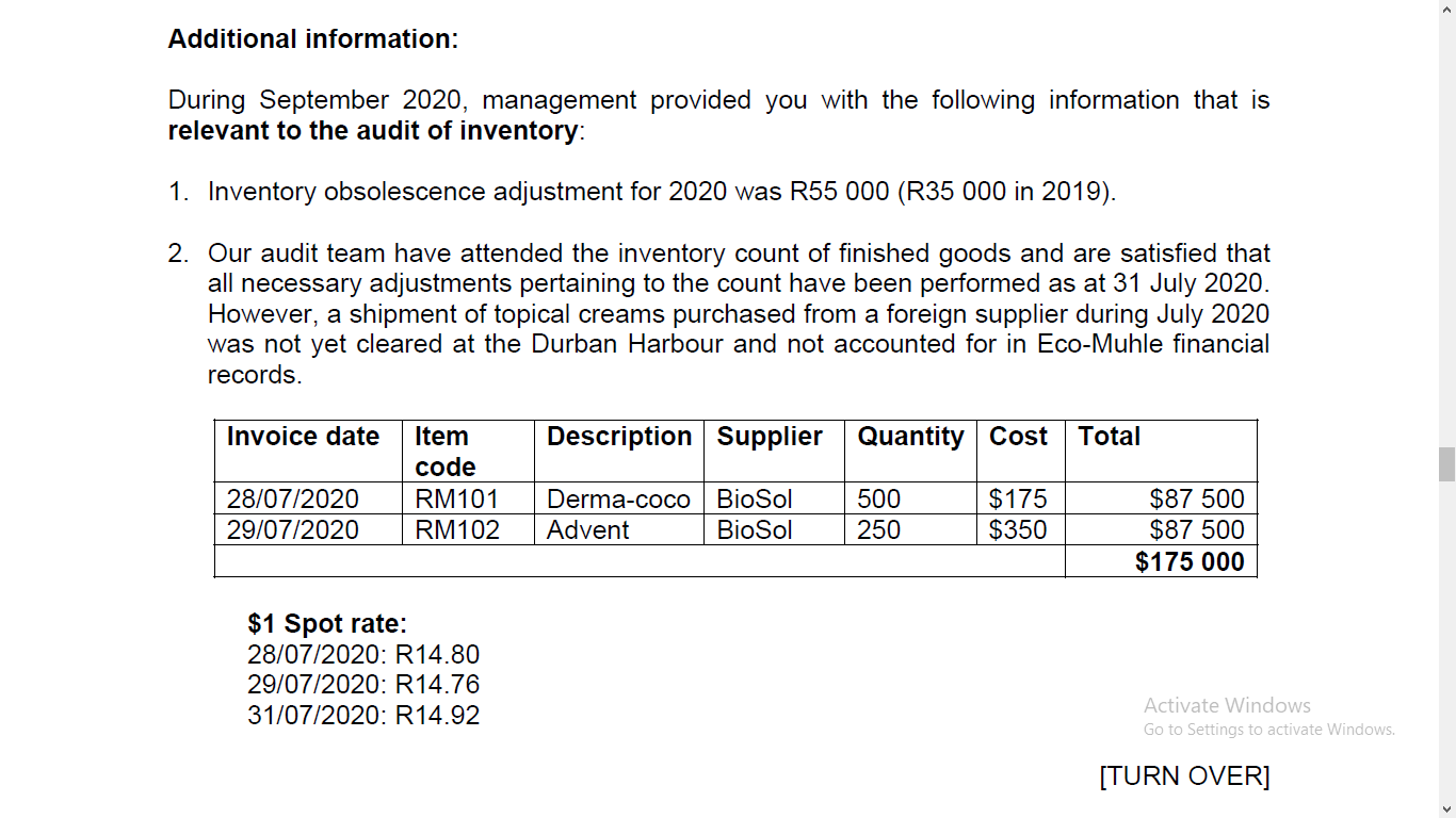 INVENTORIES, INVENTORY OBSOLESCENCE ALLOWANCE AND THE | Chegg.com
