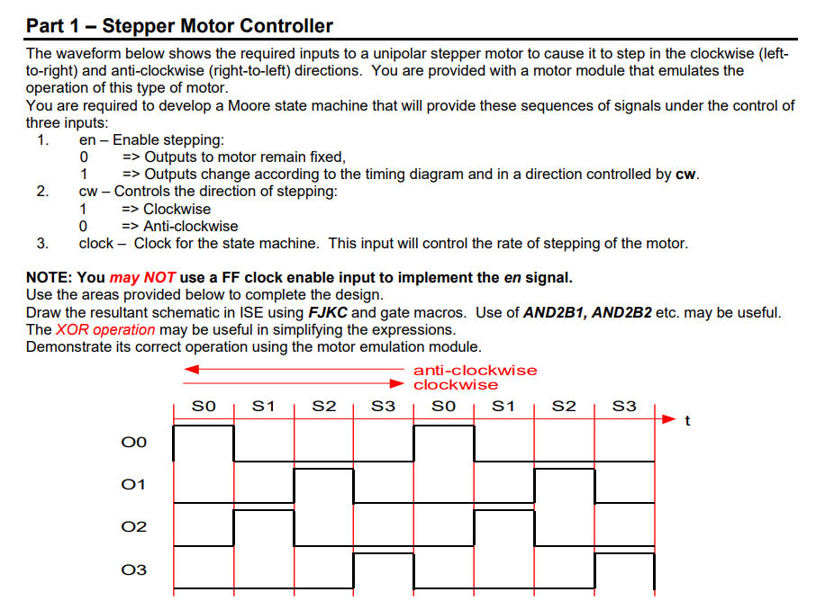 Solved Part 1 Stepper Motor Controller The waveform below