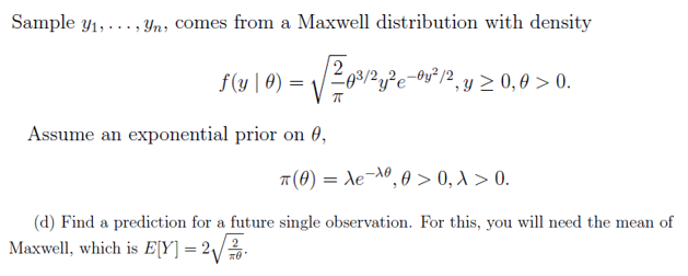 Sample y1,…,yn, comes from a Maxwell distribution | Chegg.com