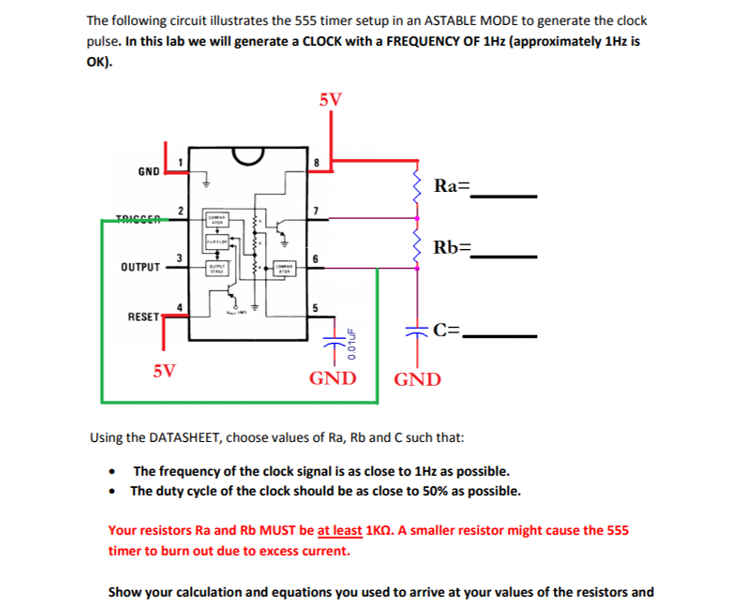 Solved The following circuit illustrates the 555 timer setup | Chegg.com