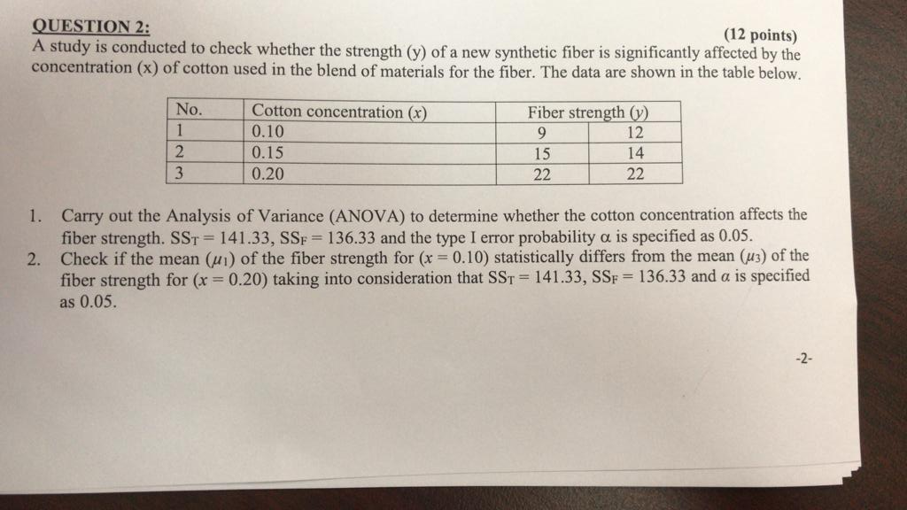 Solved QUESTION 2: A study is conducted to check whether the | Chegg.com