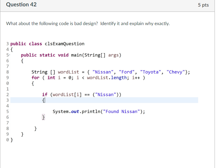 Solved What about the following code is bad design? Identify | Chegg.com