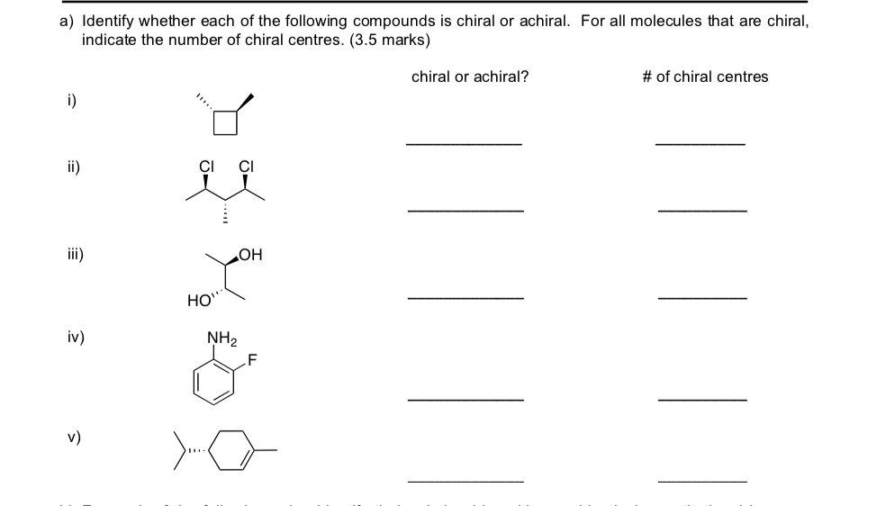 Solved a) Identify whether each of the following compounds | Chegg.com