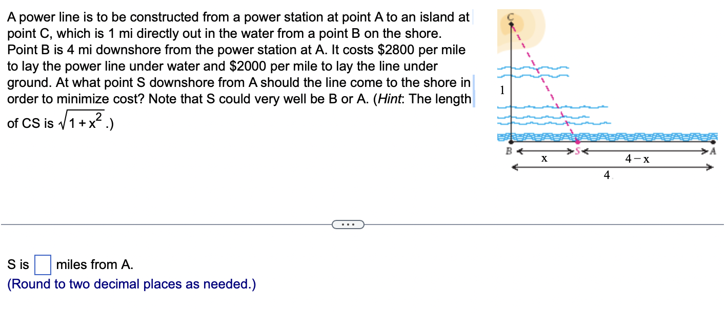 Solved A power line is to be constructed from a power | Chegg.com