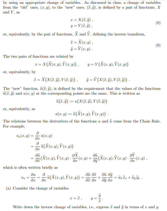 Solved Problem 4. (Changing the independent variables to | Chegg.com