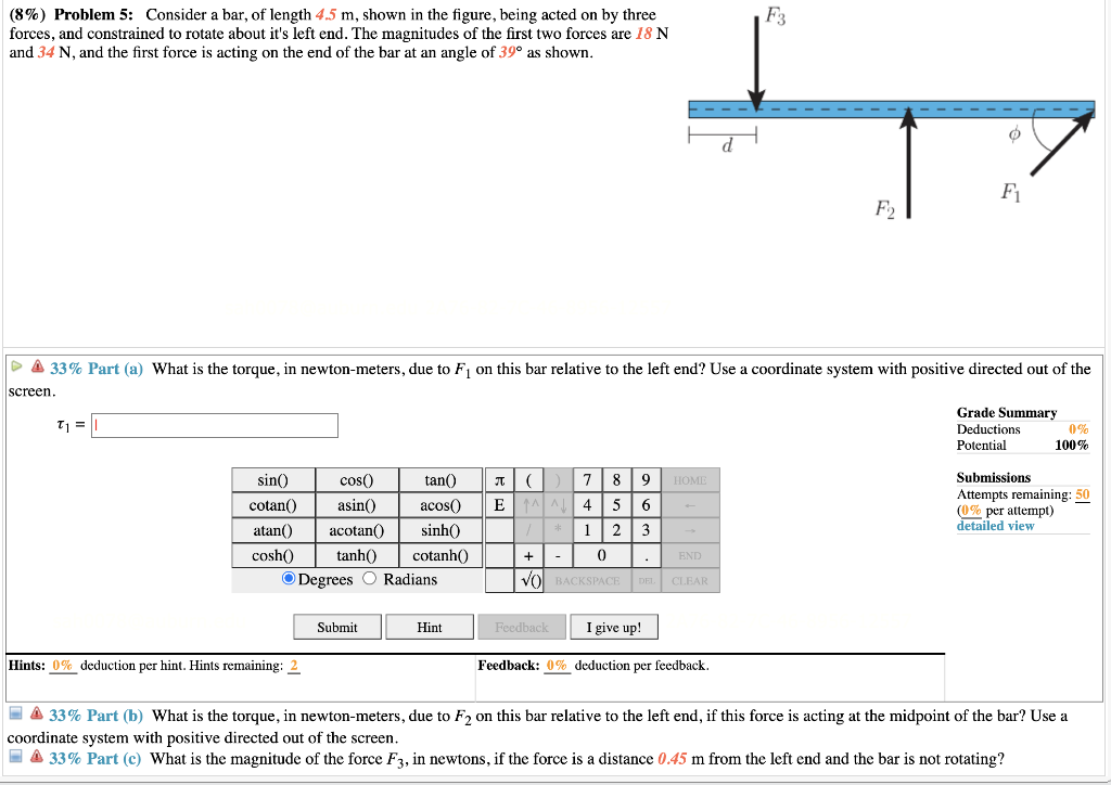 Solved: F3 (8%) Problem 5: Consider A Bar, Of Length 4.5 M... | Chegg.com