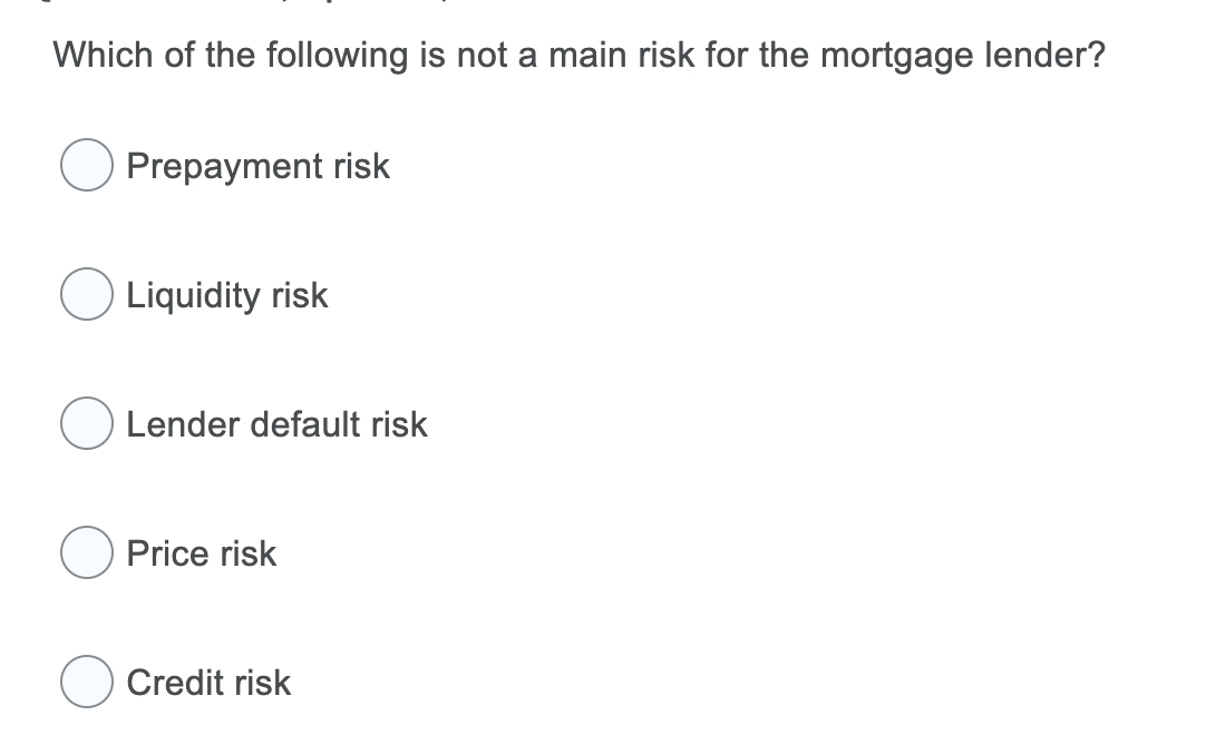 Solved Which of the following is not a main risk for the | Chegg.com
