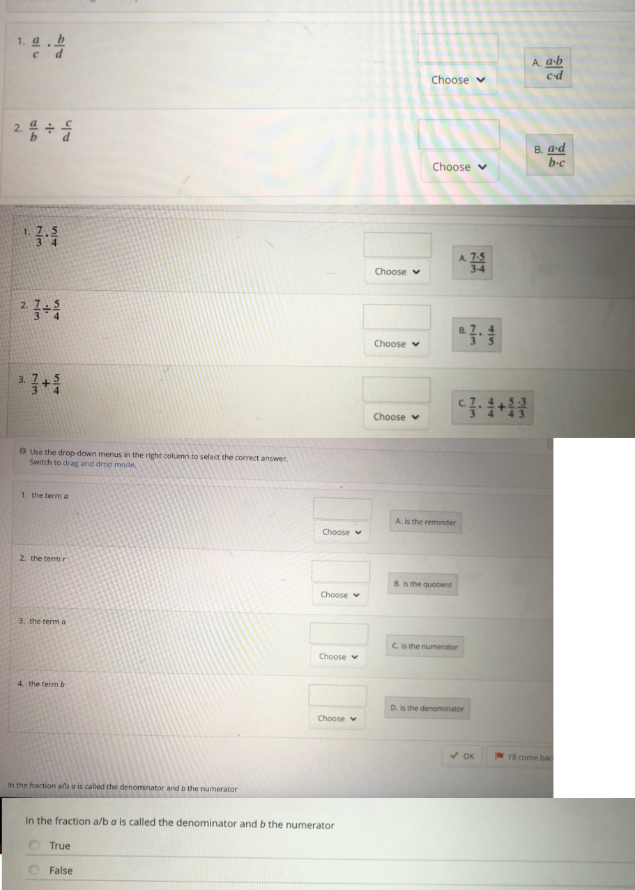 Solved 1. a.b C d A. a.b cod Choose v B. a.d b.c Choose v | Chegg.com