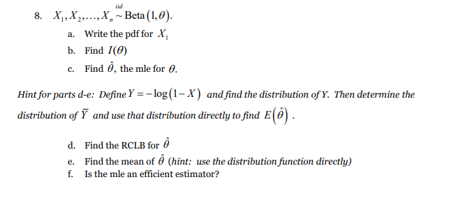 Solved Id 8 X X2 X Beta 1 0 A Write The Pdf F Chegg Com