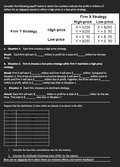 Solved Consider the following payoff matrix in which the | Chegg.com
