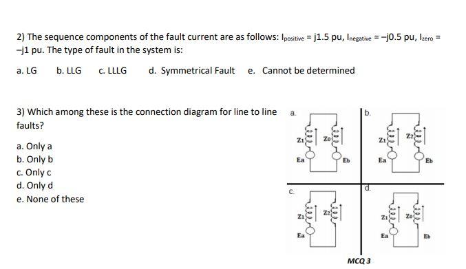 Solved 2) The sequence components of the fault current are | Chegg.com