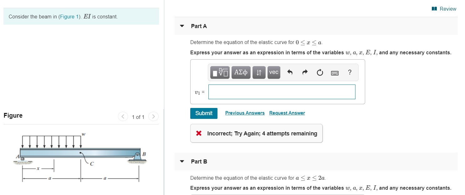 Solved Review Consider the beam in (Figure 1). El is | Chegg.com