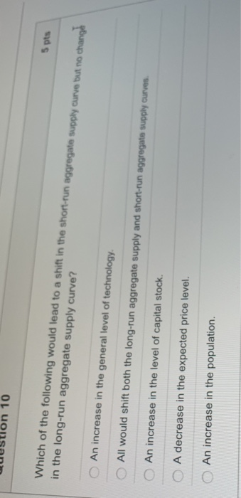 Solved Question 9 5 pts An increase in the price of oil | Chegg.com