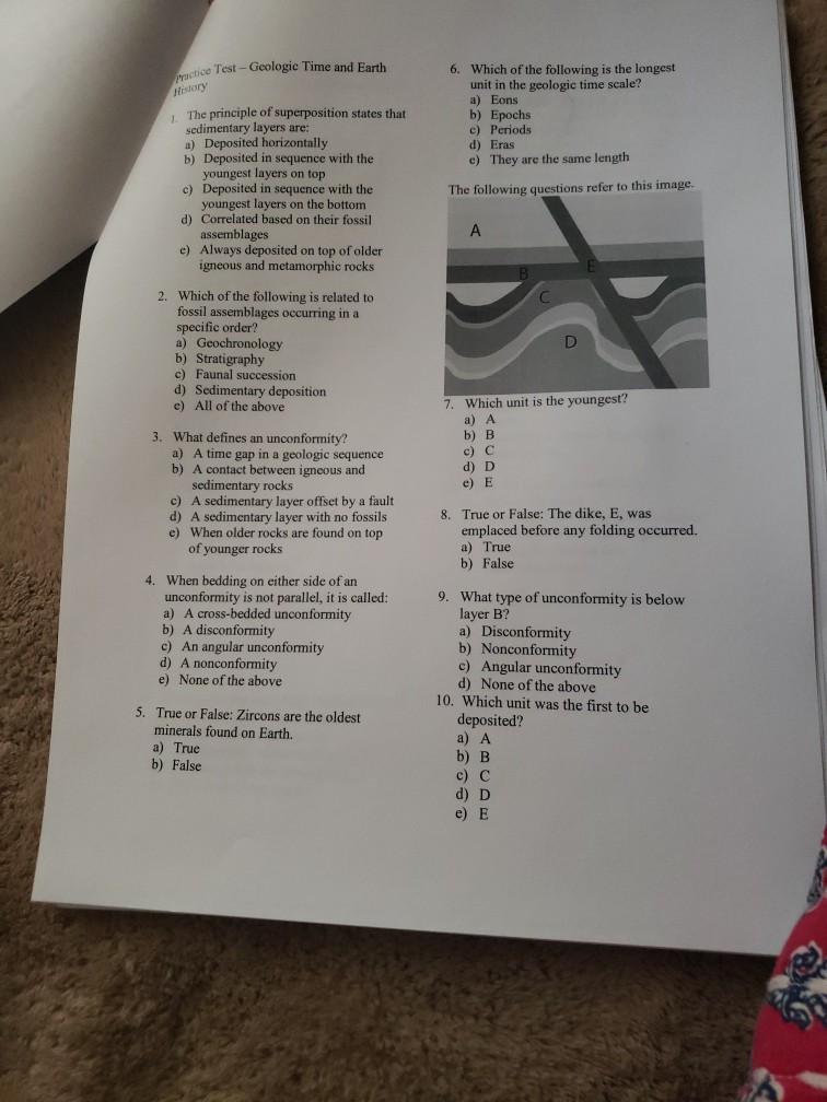 Geologic Time Test Question Solved ice Test - Geologic Time and Earth Which of the | Chegg.com