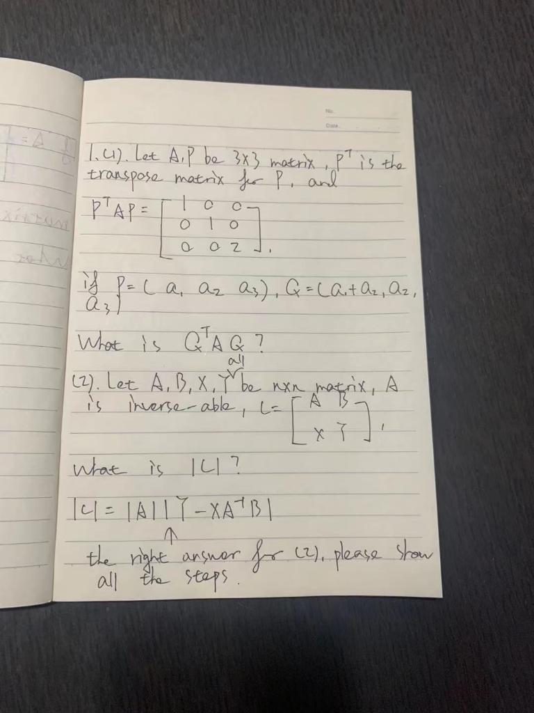 Solved 1 4 Let A P Be 3x3 Matrix Pt Is The Transpose M Chegg Com