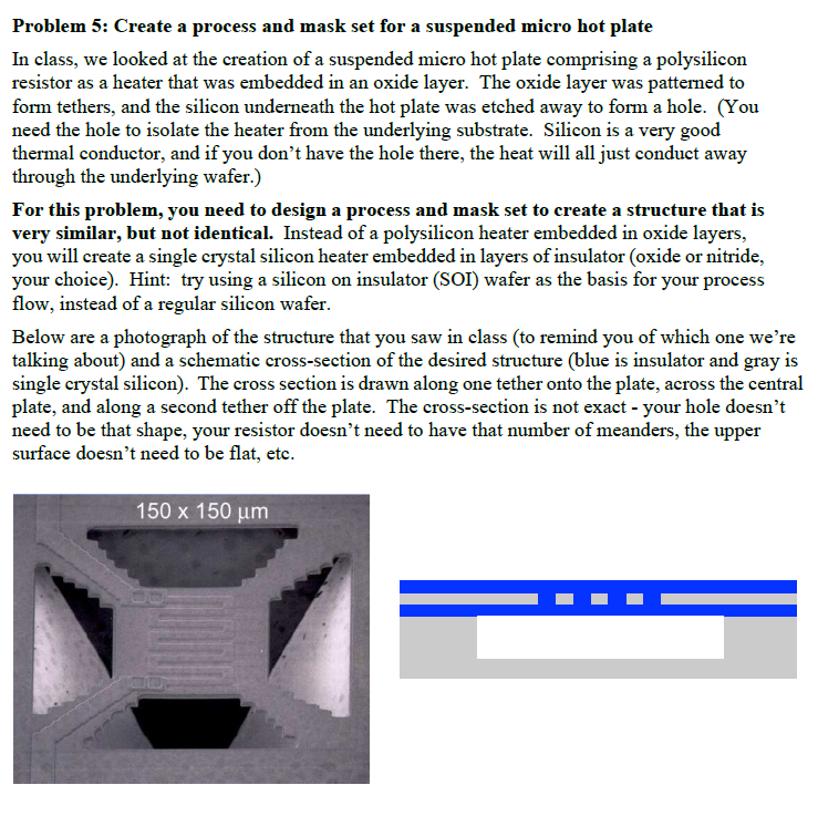 Solved Problem 5: Create a process and mask set for a | Chegg.com