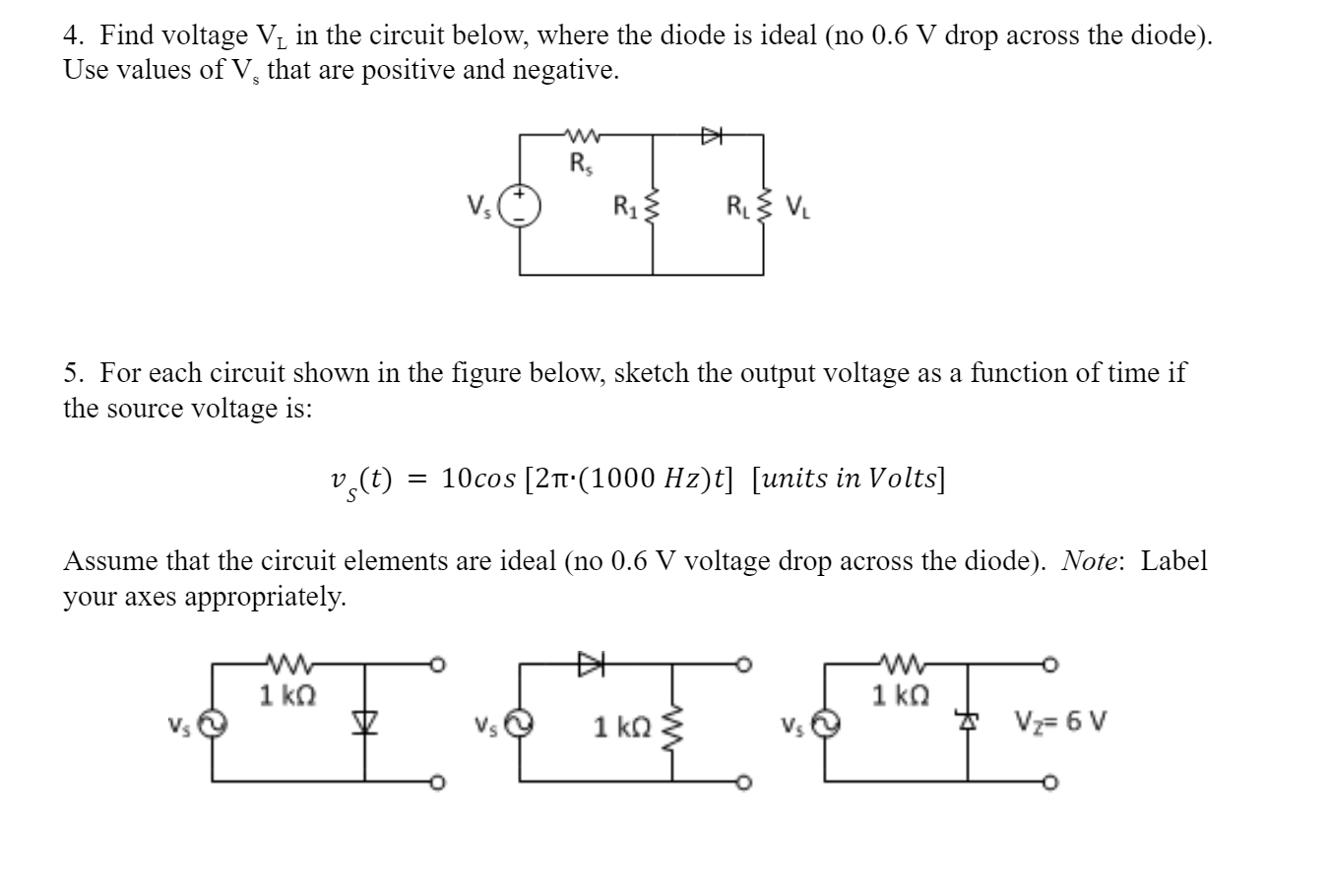 4. Find voltage VL in the circuit below, where the | Chegg.com