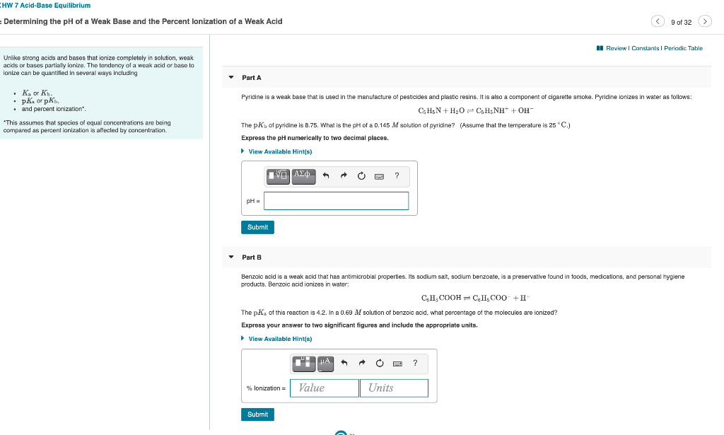 Solved CHW 7 Acid-Base Equilibrium Determining The PH Of A | Chegg.com ...