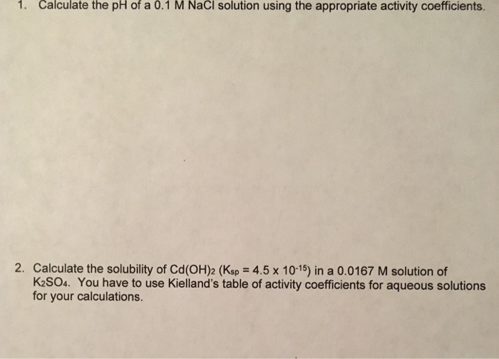 what is the ph of a 0.01 m nacl solution