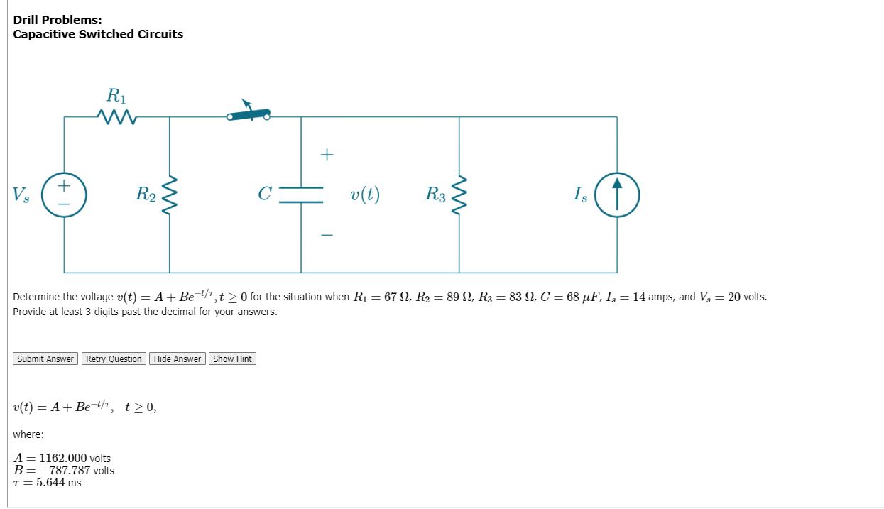 Solved Drill Problems:Capacitive Switched CircuitsDetermine | Chegg.com