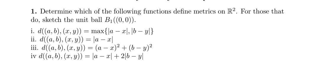 Solved 1. Determine which of the following functions define | Chegg.com