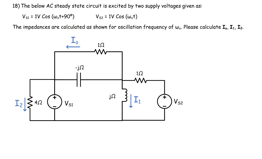 Solved 18) The below AC steady state circuit is excited by | Chegg.com