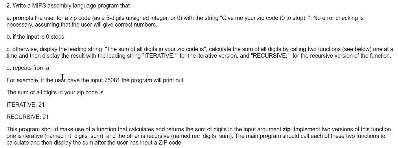 2. Write a MIPS assembly language program that a. | Chegg.com