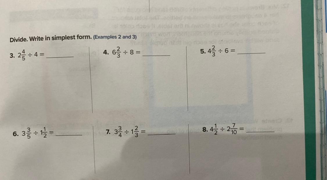 Solved Divide. Write in simplest form. (Examples 2 and 3) 3. | Chegg.com