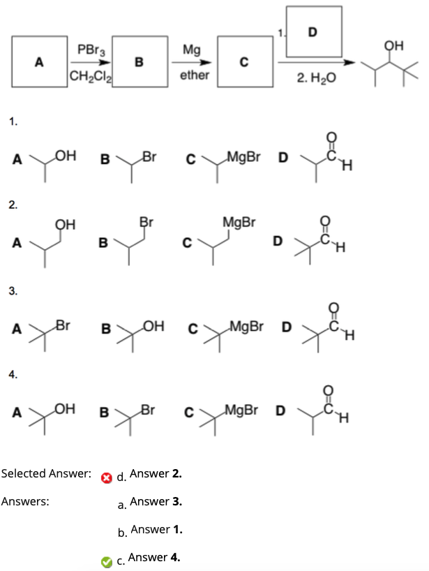 Solved Select The Structures Of Organic Compounds A, B, C | Chegg.com