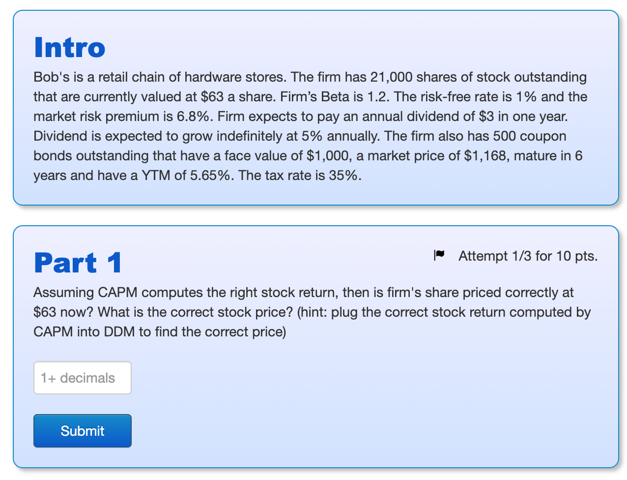 Solved Intro a Bob's is a retail chain of hardware stores.