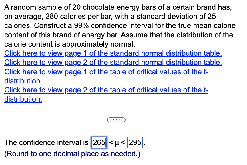 Solved A random sample of 20 chocolate energy bars of a | Chegg.com