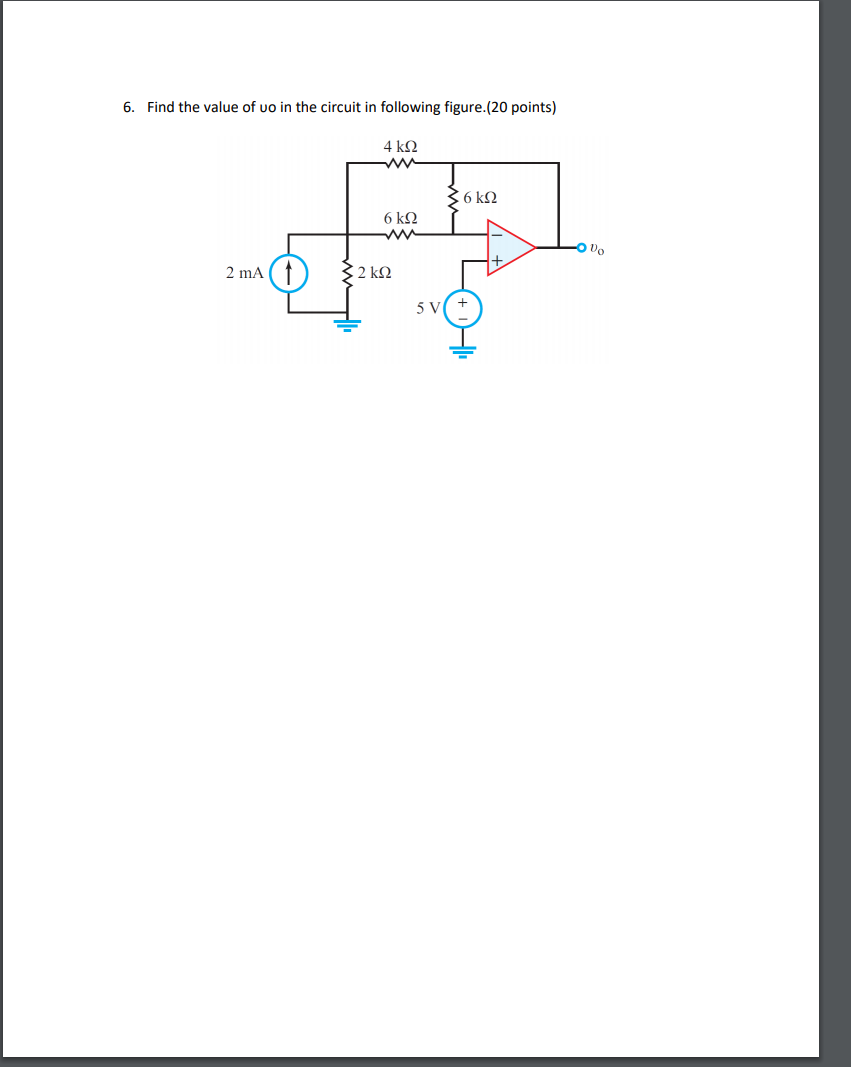 Solved 6. Find the value of υo in the circuit in following | Chegg.com