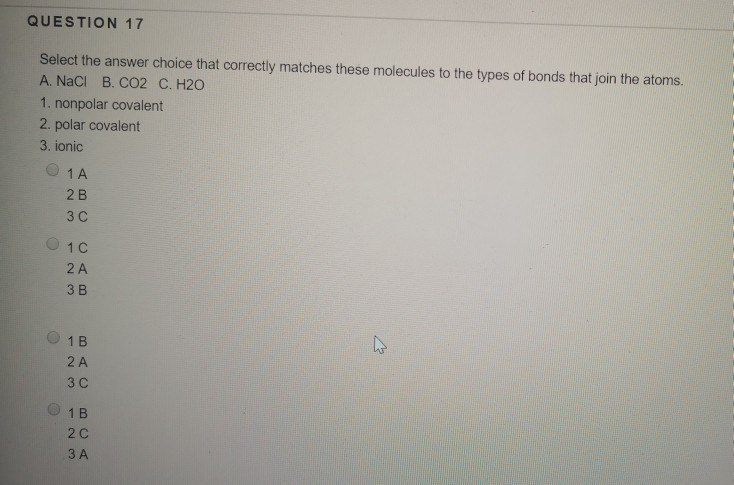 Question 17 Select The Answer Choice That Correctly Chegg 