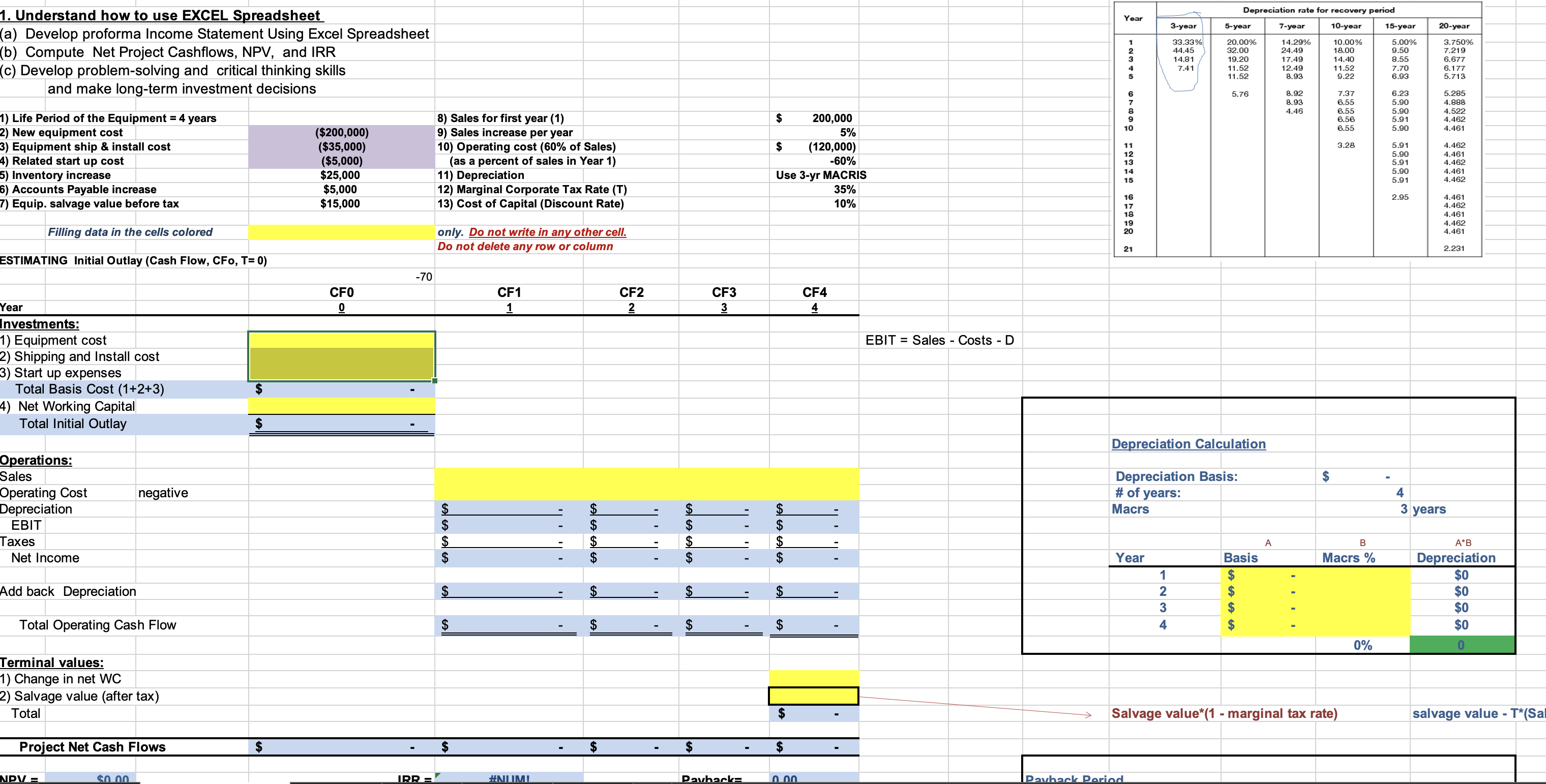 Solved I only need the cells highlighted in yellowHere is | Chegg.com