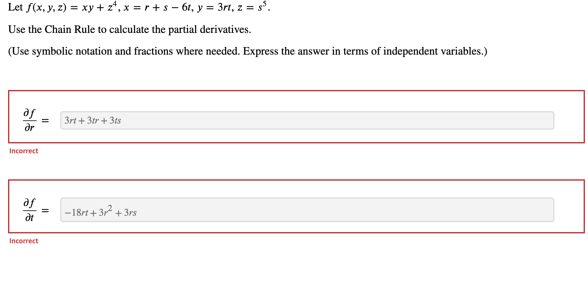 Solved Let Fx Y Z Xy Z4 X R S 6t Y 3rt Z 0007