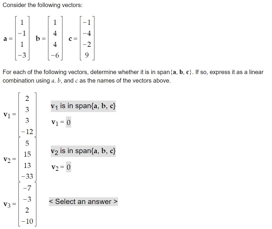 Solved Consider The Following Vectors: 1 1 -1 -1 4 -4 A B = | Chegg.com