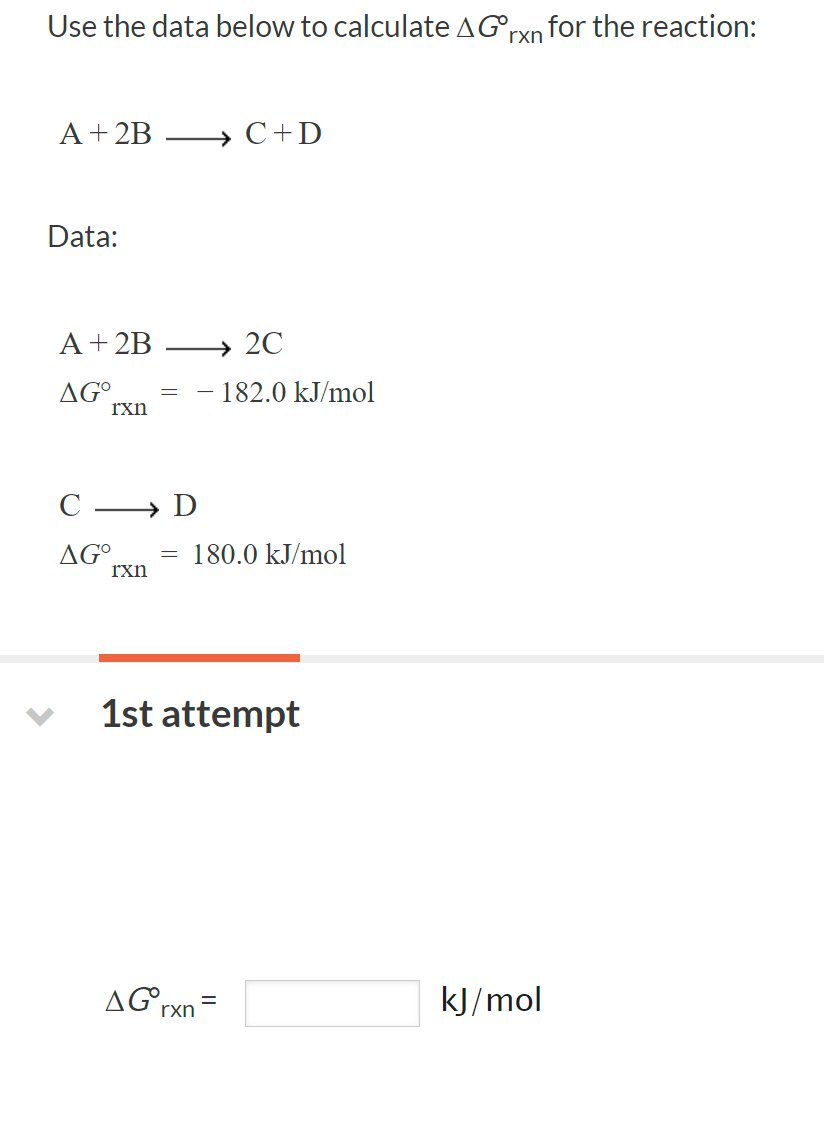 Solved Use the data below to calculate ΔGr×n∘ for the | Chegg.com