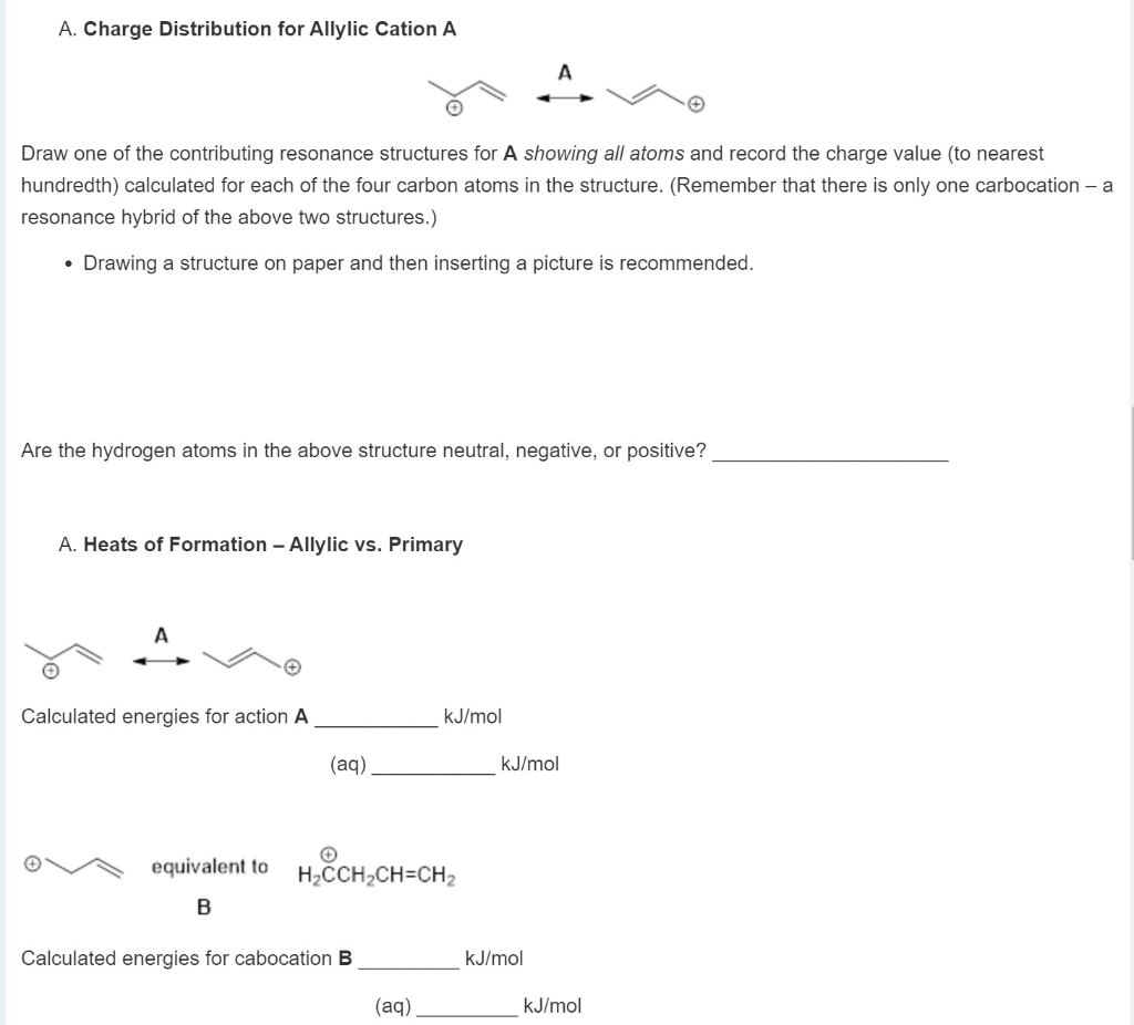 A. Charge Distribution for Allylic Cation A A Draw | Chegg.com