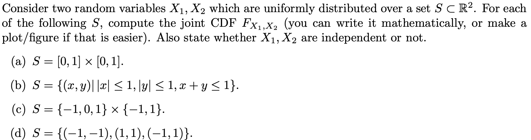 Consider two random variables X1 , X2 which are | Chegg.com