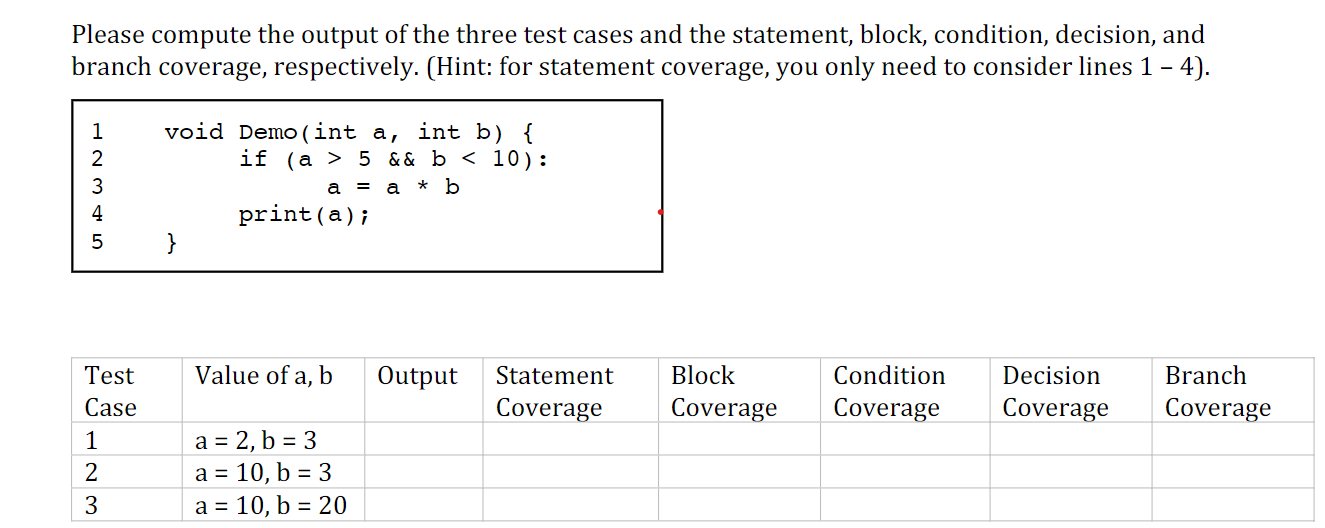 Solved Please compute the output of the three test cases and | Chegg.com