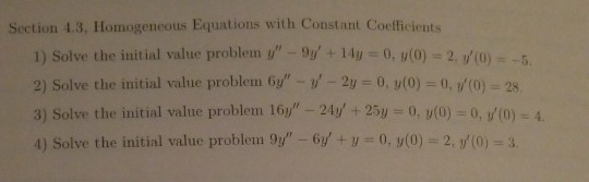 Solved Section 4.3, Homogeneous Equations with Constant | Chegg.com
