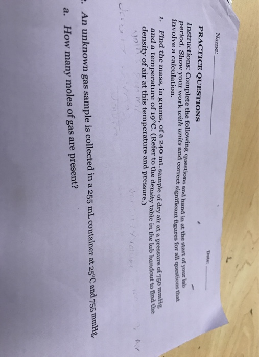Solved Name: PRACTICE QUESTIONS Instructions: Complete the | Chegg.com