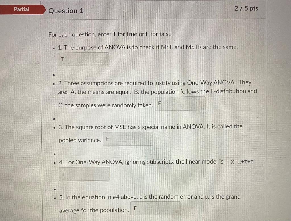 Solved Partial 2/ 5 pts Question 1 For each question, enter | Chegg.com